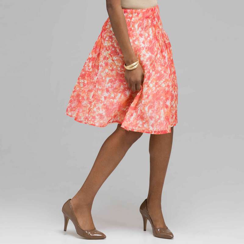 Pleated Flare Skirt., , large