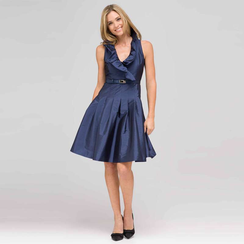 Ruffle Front A-Line Dress, , large