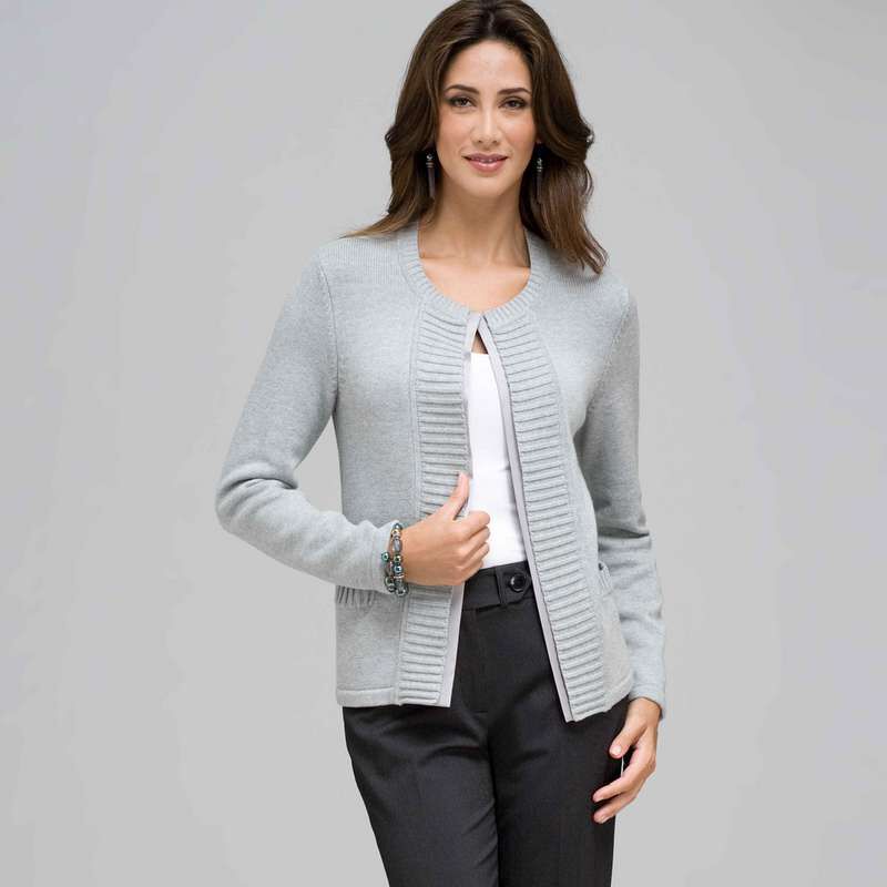 Rib Trim Cardigan, , large